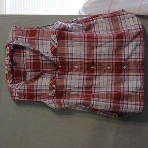 Eddie Bauer button town plaid top 2XL